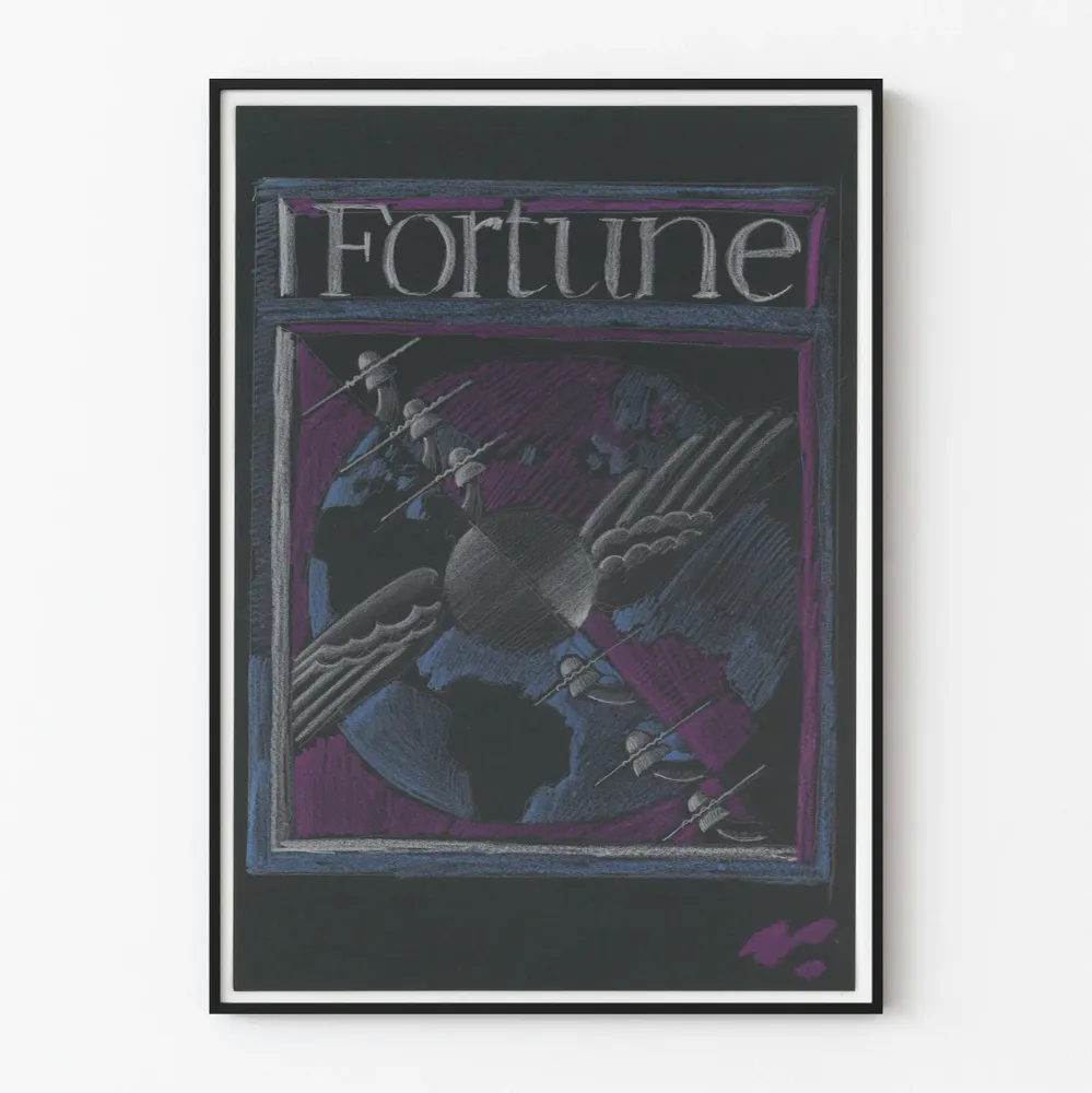 Abstrakti suunnittelujuliste Fortune Globe ja puhelinlinjat