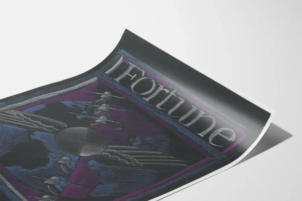 Abstrakti suunnittelujuliste Fortune Globe ja puhelinlinjat