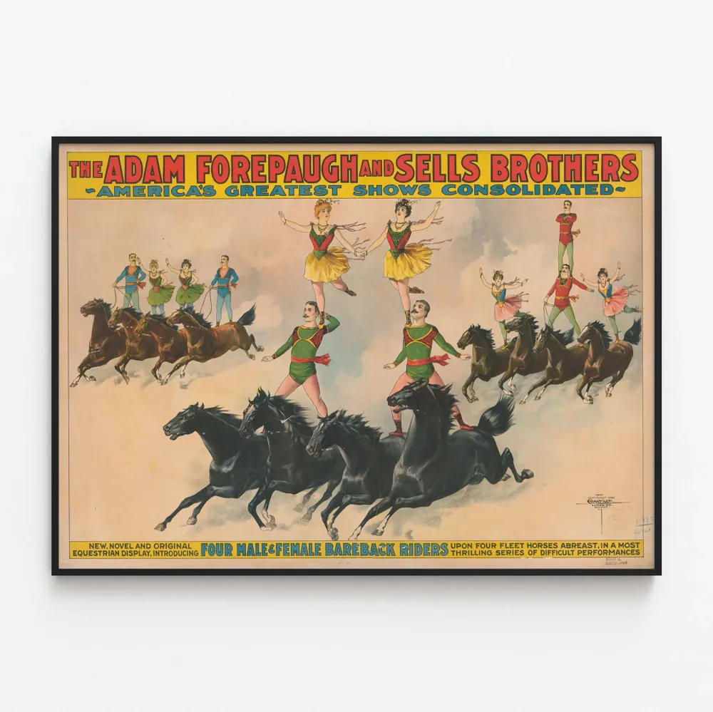 Adam Forepaughin ja Sells Brothersin ratsastusesityksen vintagejuliste