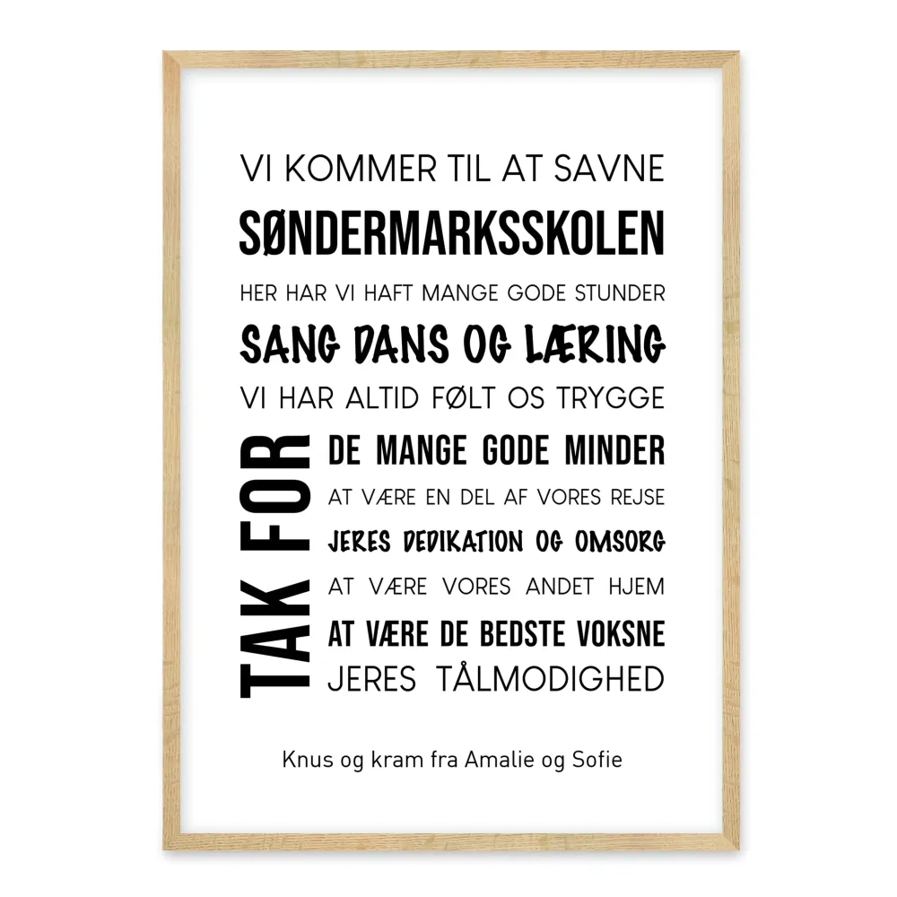 Afslutningsgave til skole - plakat