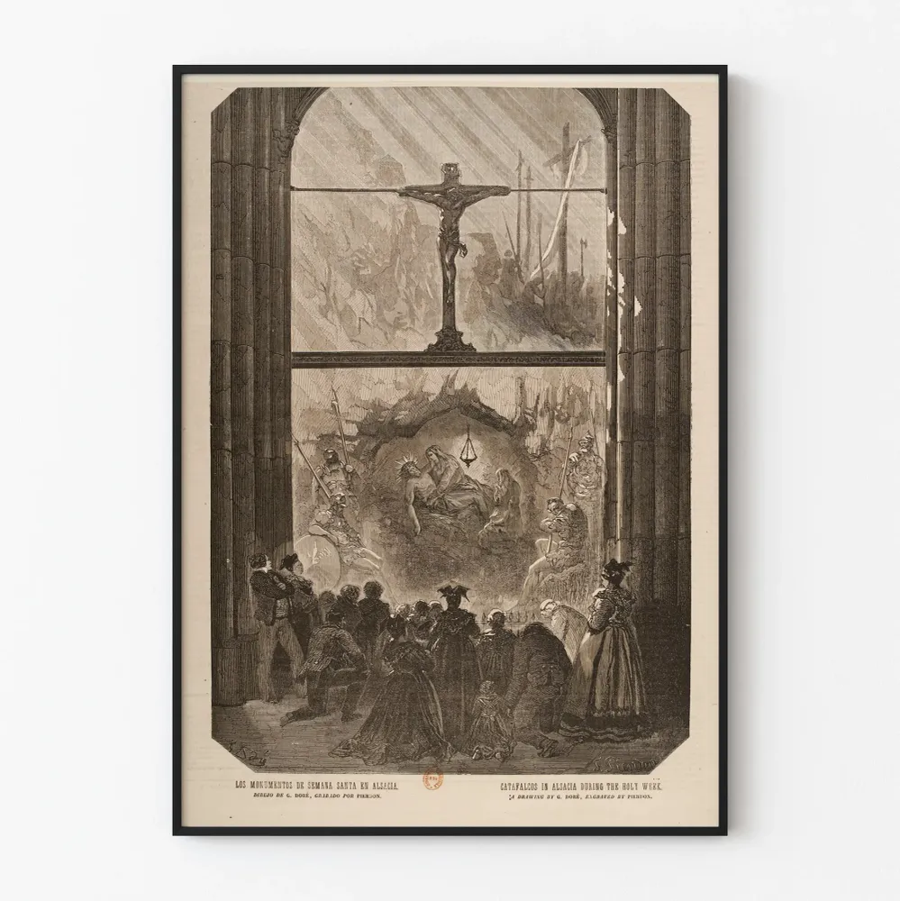 Alkuperäisen viikon pyhien monumenttien vintagejuliste Alsacessa