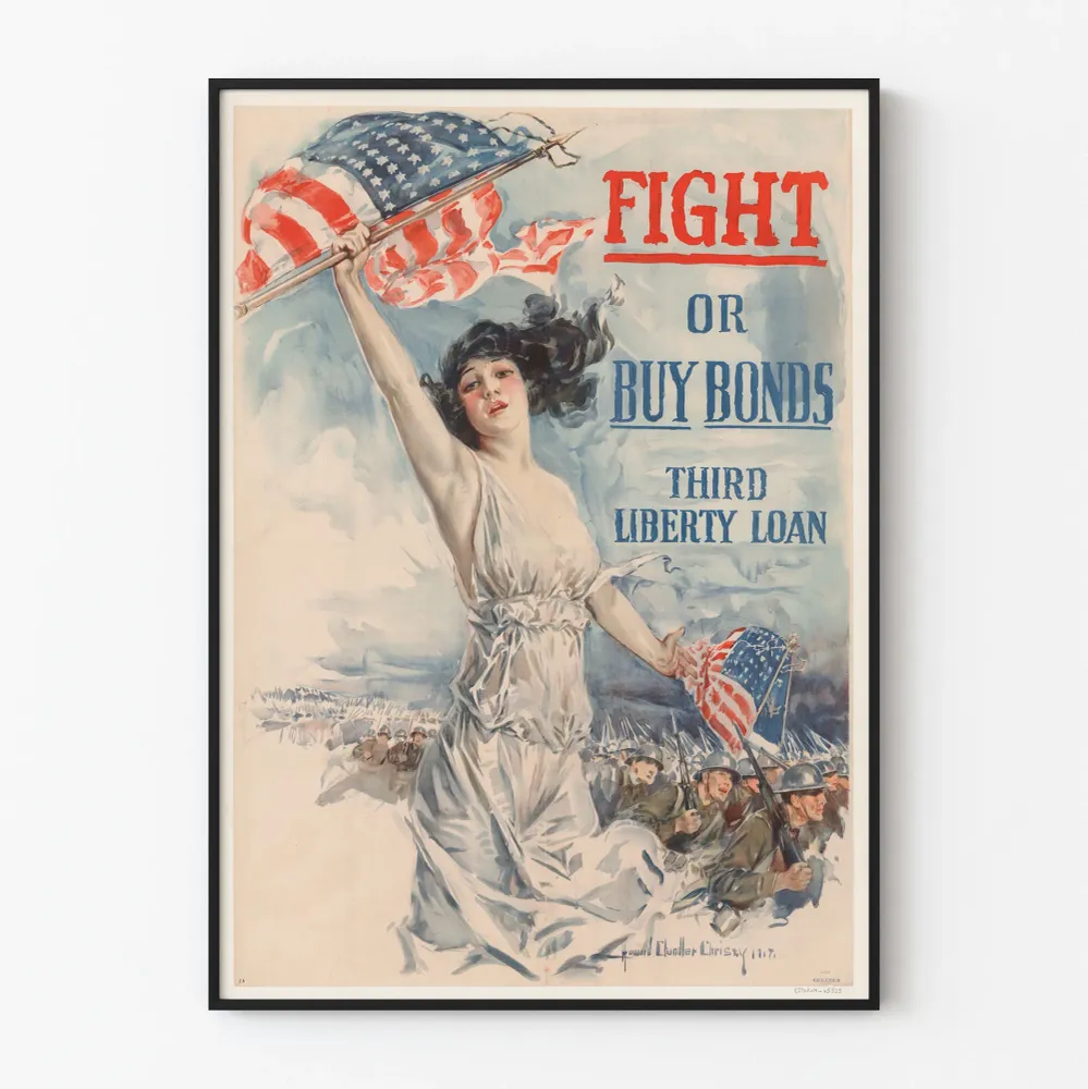 Amerikkalainen propagandajuliste Third Liberty Loan -vintage