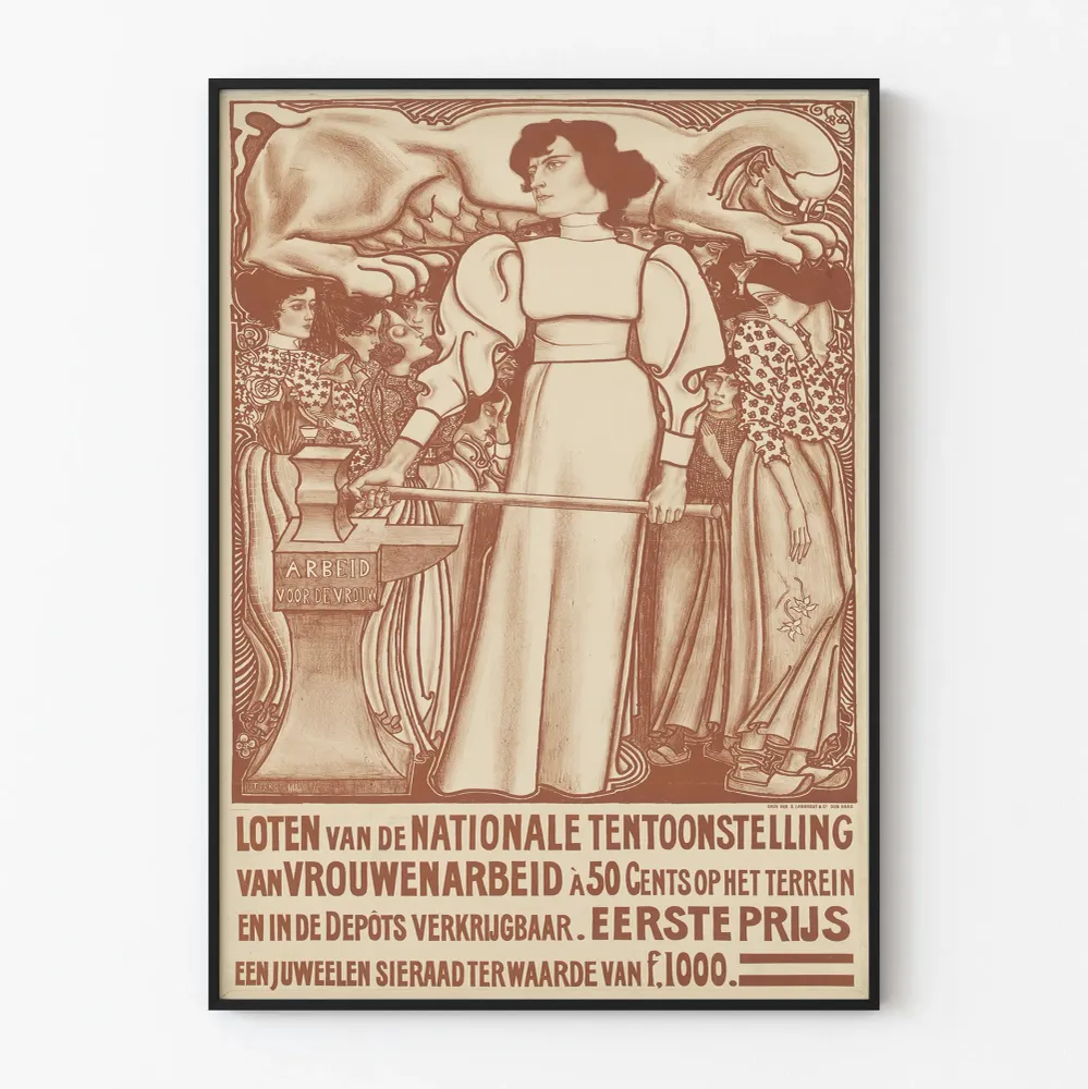 Art Déco naisten työ - Vintage seinäkoriste juliste