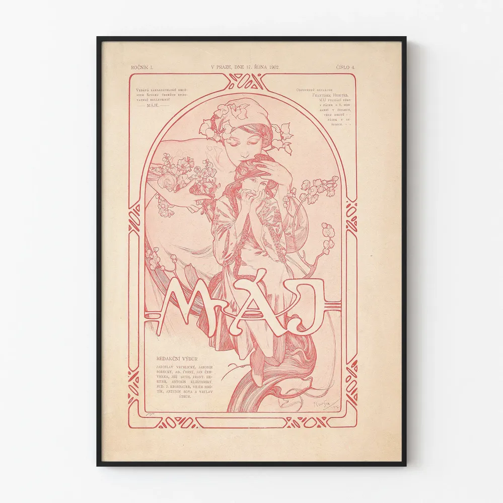 Art Nouveau -juliste MÁJ 1902 seinäkoristukseen vintage