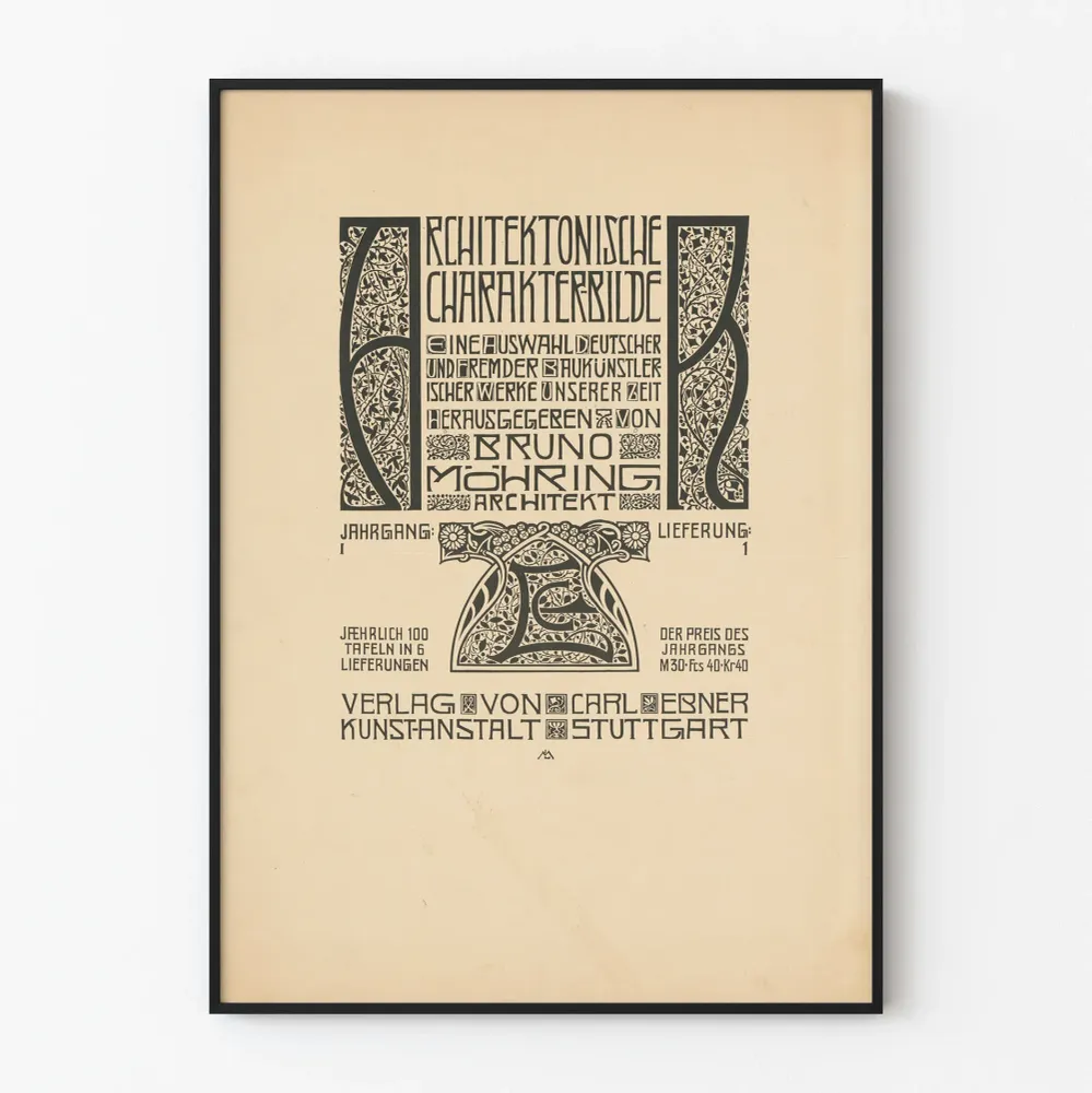 Art Nouveau -juliste Bruno Möhring - Seinäsisustuksen arkkitehtoninen koriste