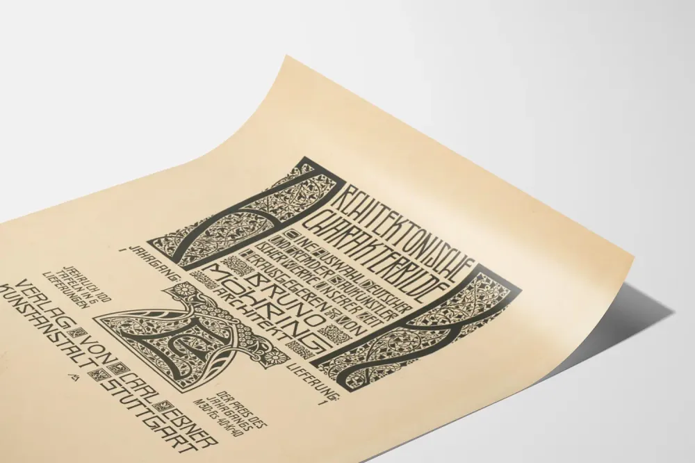 Art Nouveau -juliste Bruno Möhring - Seinäsisustuksen arkkitehtoninen koriste