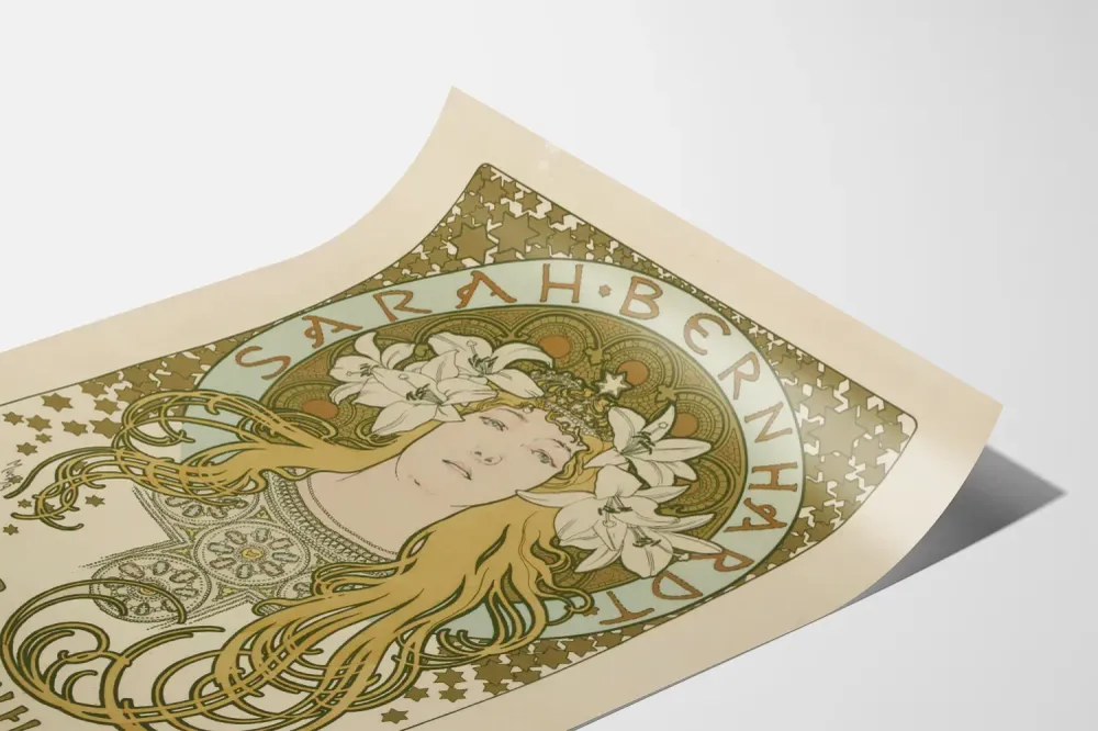 Art Nouveau -juliste kunnianosoituksena Sarah Bernhardtille