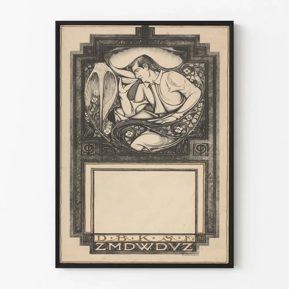 Art Nouveau -juliste vuodelle 1919 kalenterille - vintage-seinäkoristelu