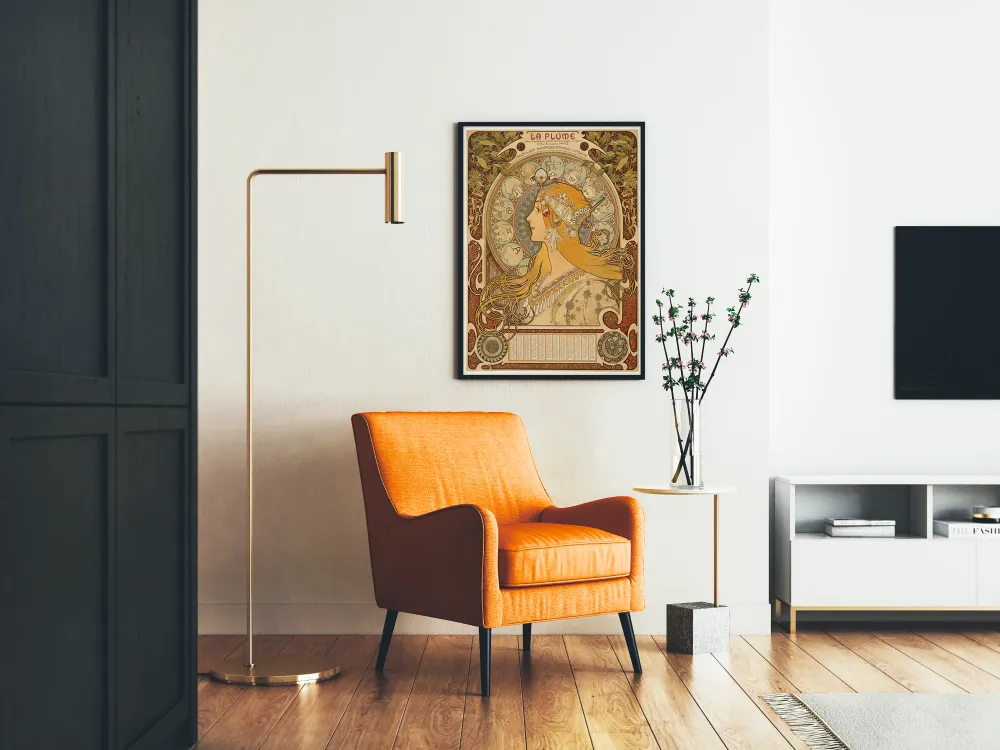Art Nouveau -juliste Zodiaakki La Plume naisportraitilla
