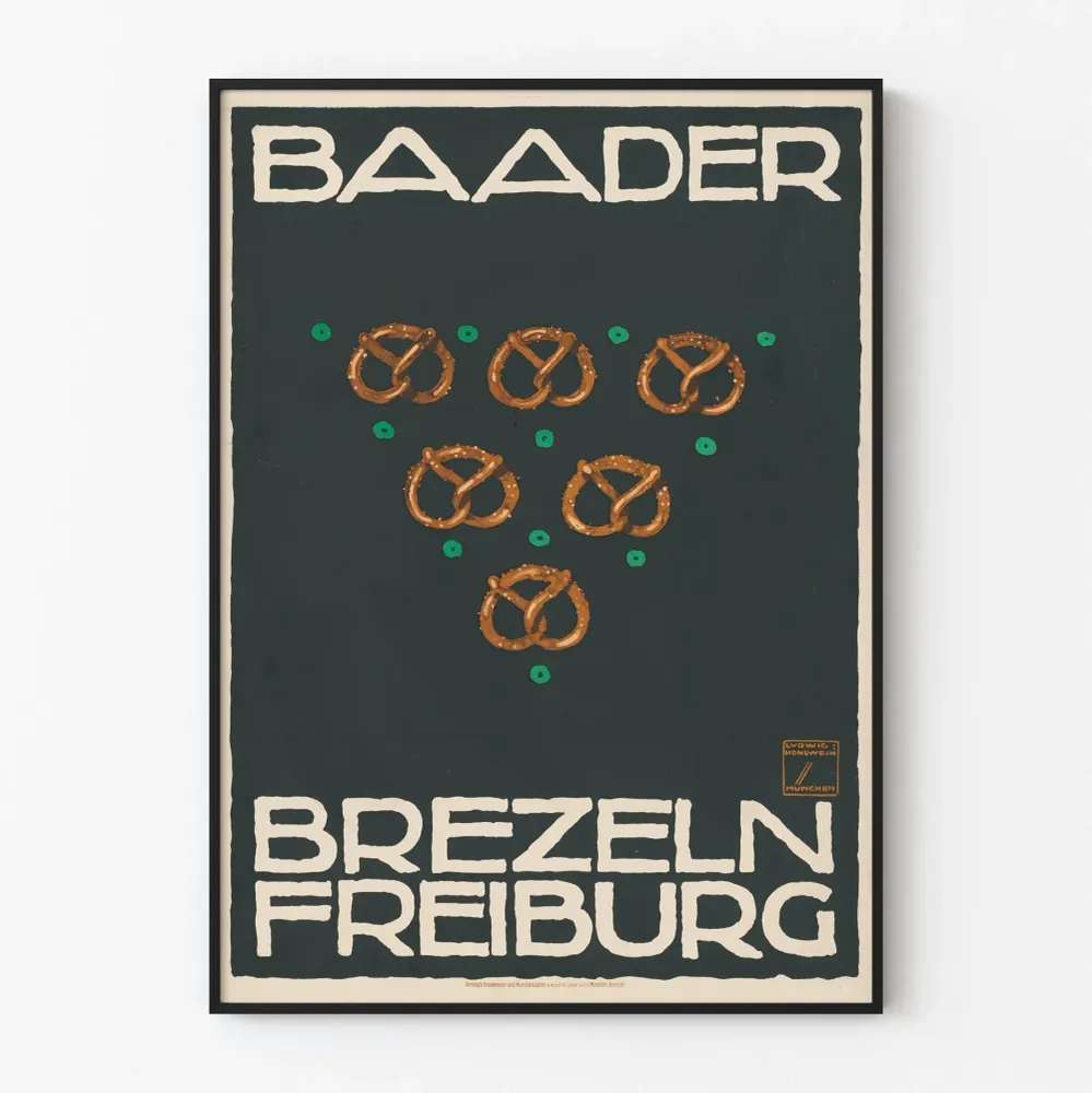 Baader Brezeln Freiburg - Vintage-seinäkoriste juliste