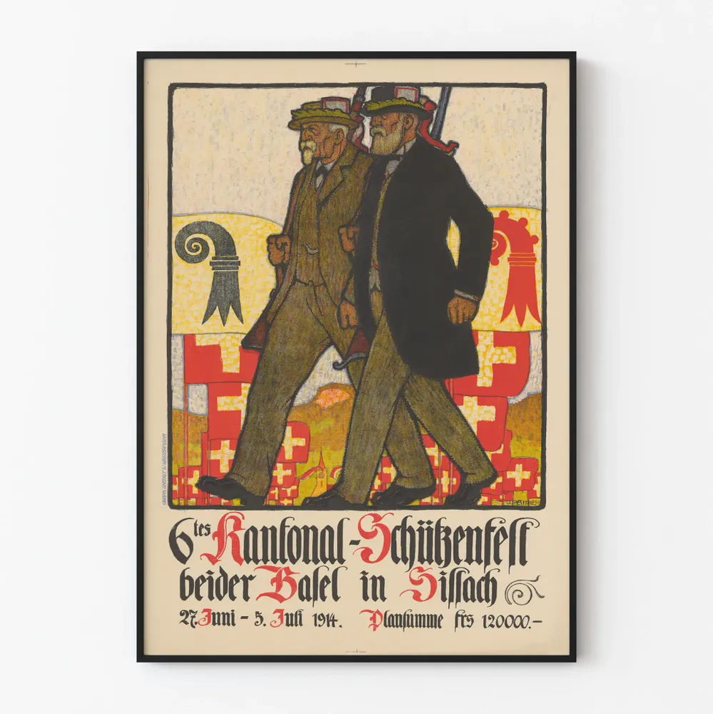 Baselin 6. kantonilaisen ammunnan festivaalin 1914 vintagejuliste