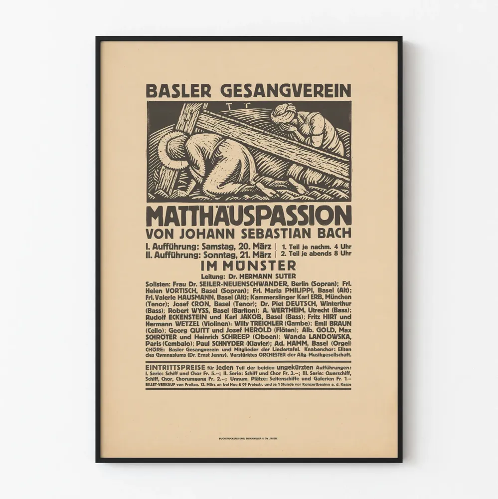 Basler Gesangverein Johann Sebastian Bachin Matteus-passio juliste