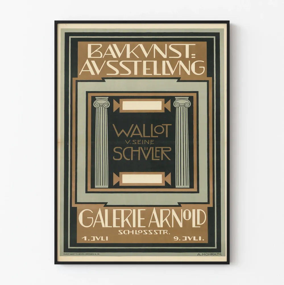 Baukunst-näyttelyn seinäjuliste Wallot ja hänen oppilaansa