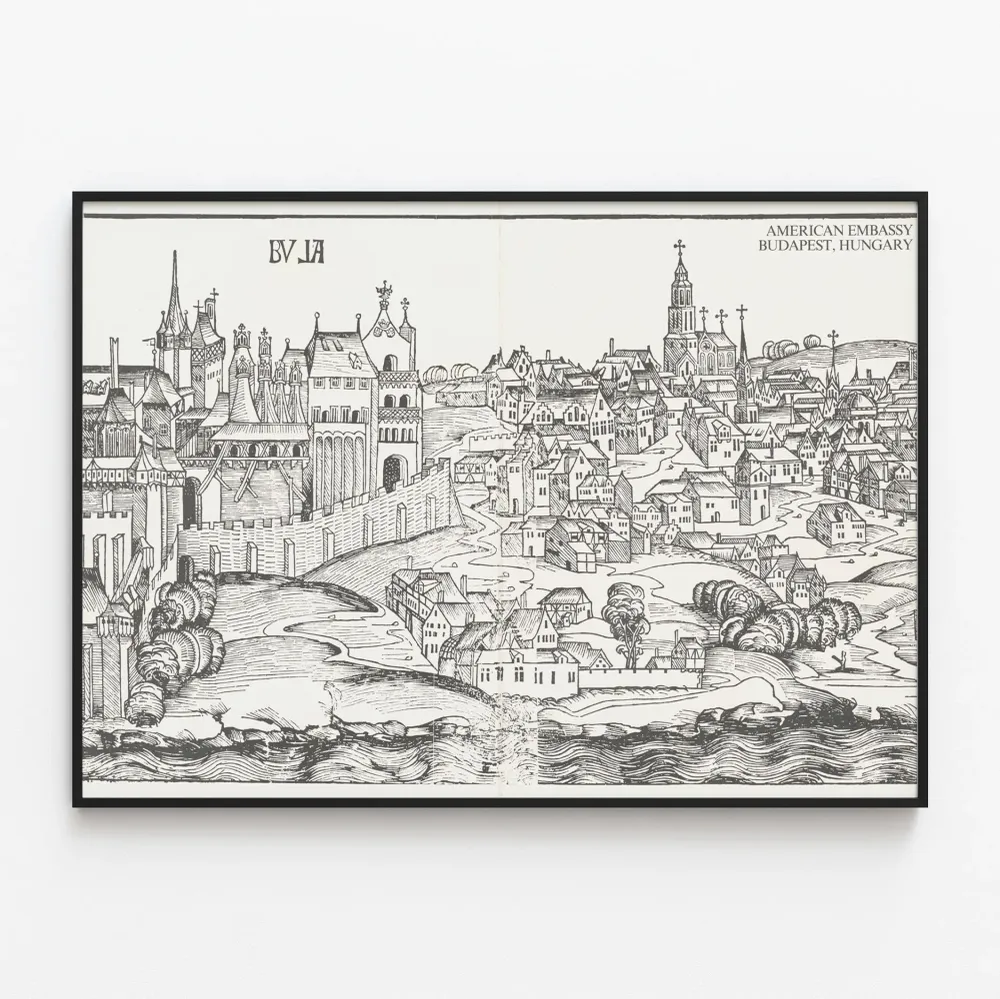Budapestin Yhdysvaltain suurlähetystön vintage juliste
