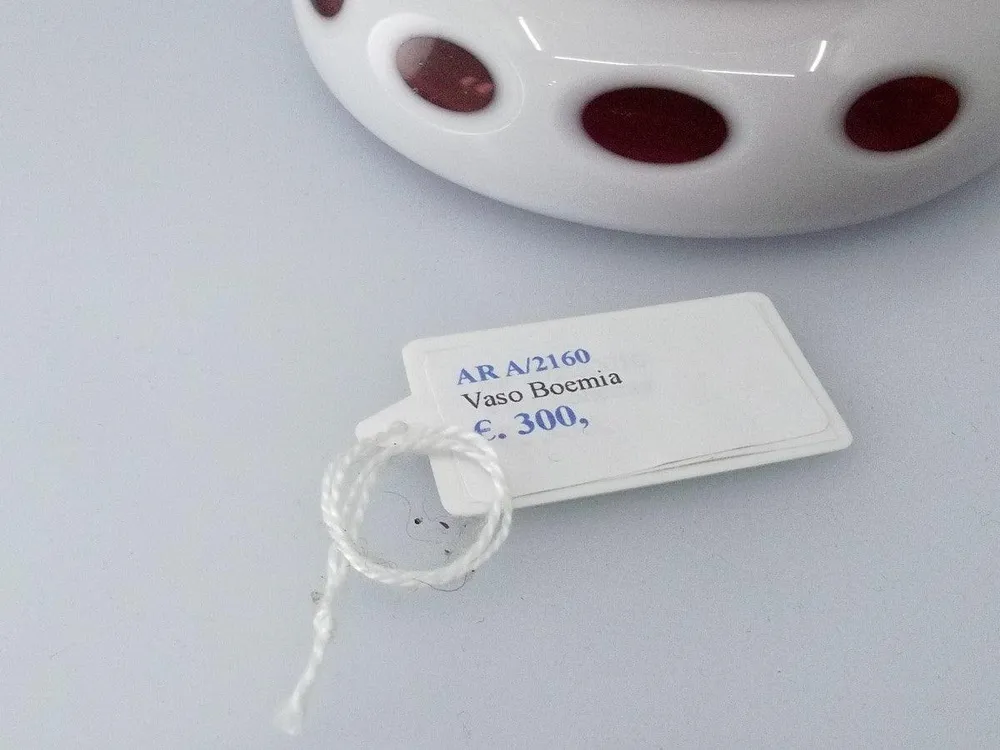 Crystal BOHEMIA Czecoslovakia opaliinikristallimaljakko kukkakoristeilla ja kullanvärisillä viimeistelyillä d.25cm -2160