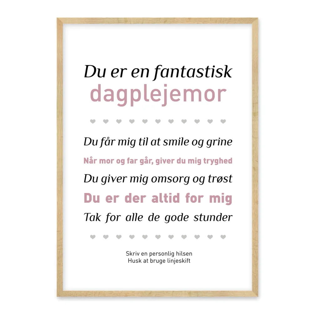 Dagplejemor plakat - afslutningsgave