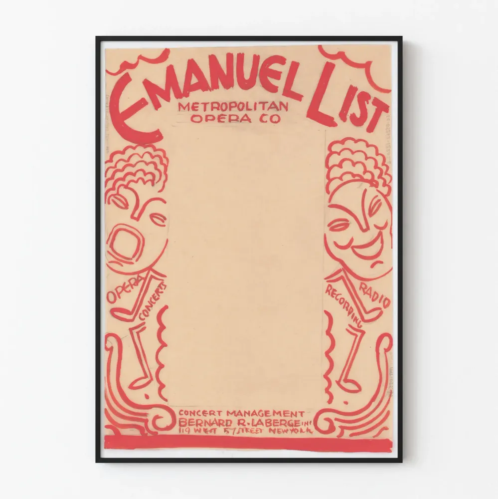 Emanuel Listin mainosjuliste Metropolitan-oopperayhtiölle