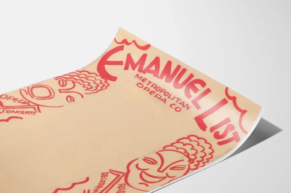 Emanuel Listin mainosjuliste Metropolitan-oopperayhtiölle