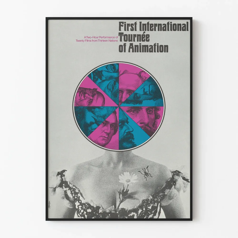 Ensimmäinen kansainvälinen kiertueen animaatio juliste vintage