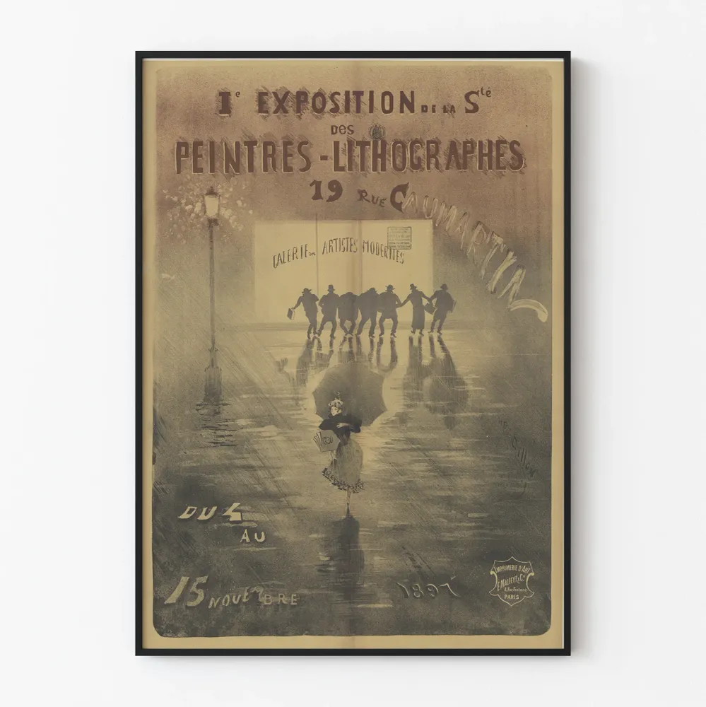 Ensimmäinen litografien maalajien näyttelyjuliste - Vintage-seinäkoriste