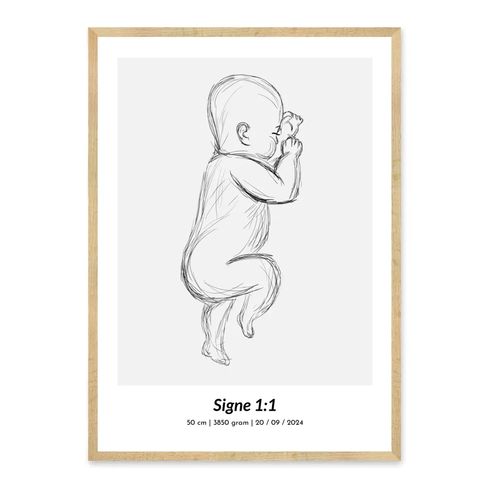 Fødselsplakat - 1:1 baby plakat
