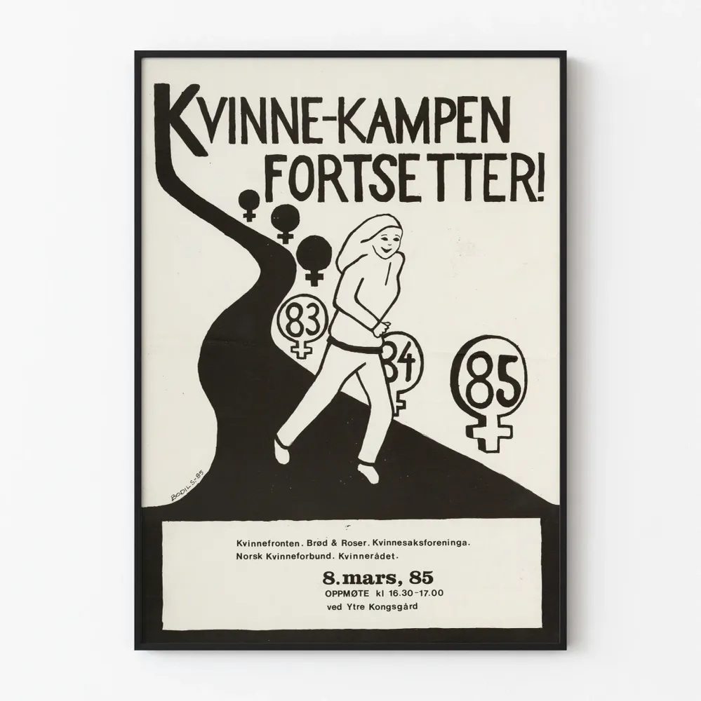 Feministinen vintagejuliste Nainen-Kamppailu Jatkuu 1983-1985