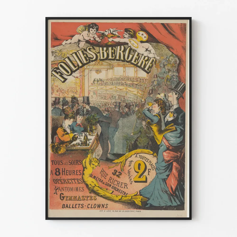 Folies Bergère - Juliste - Esitys joka ilta klo 20