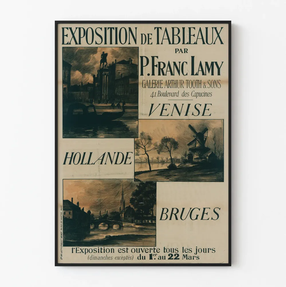 P. Franc Lamy:n taidenäyttelyjuliste - Venetsia, Hollanti, Brugge