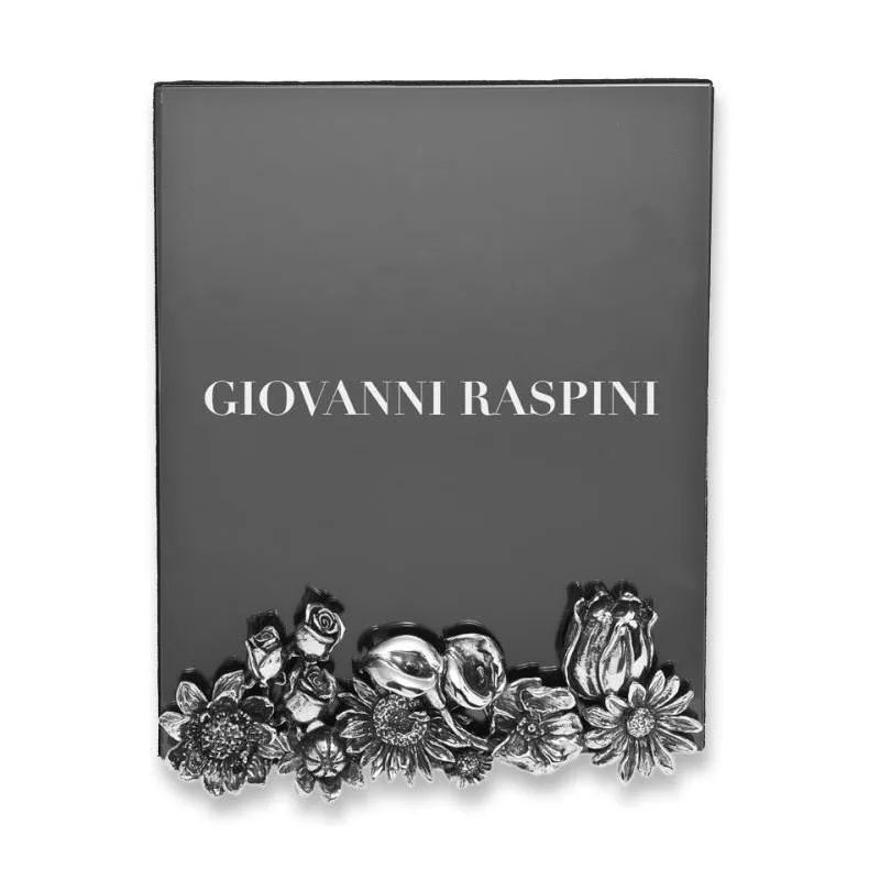 Giovanni Raspini Large Flowers lasikehys 16x20cm valkoinen pronssi B0354