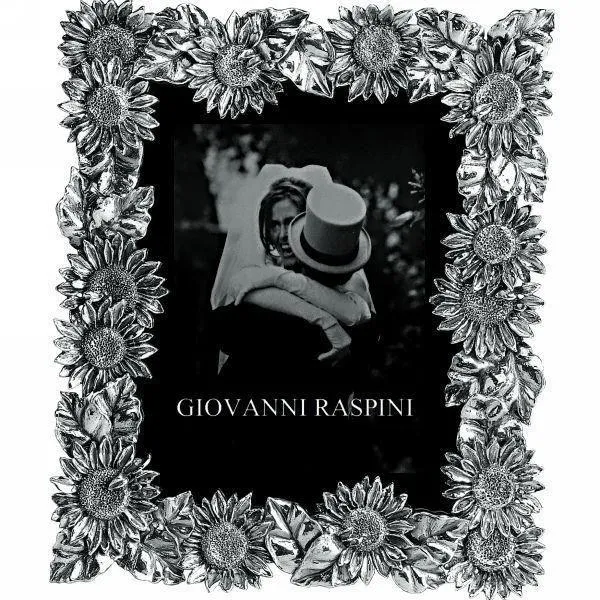 Giovanni Raspini lasinen auringonkukkakehys 11x14,5cm hopea 1513