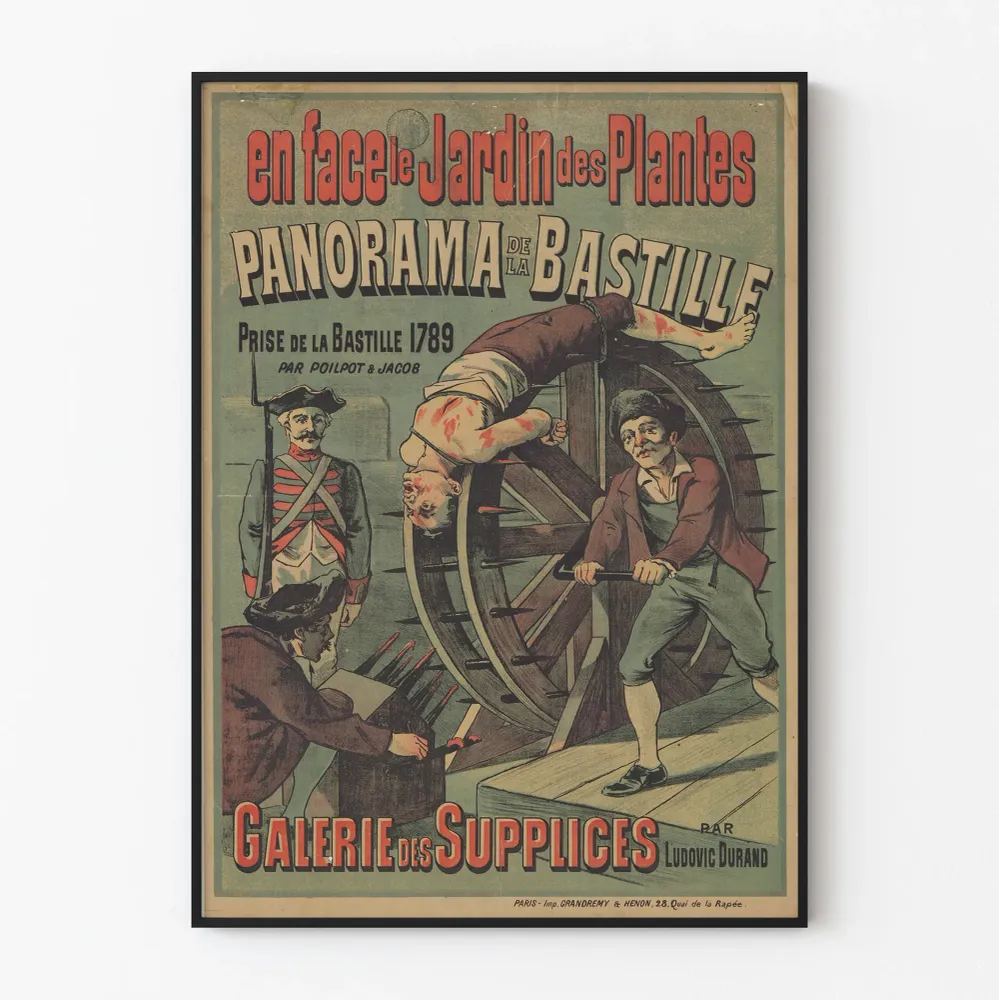 Historiallinen juliste Bastillen vankilasta 1789 - Vintage-seinäkoriste