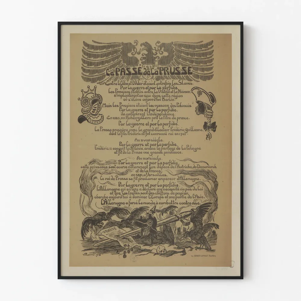 Historiallinen juliste Preussin menneisyys 1918