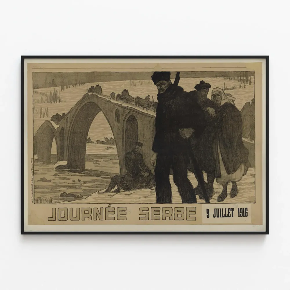 Historiallinen juliste Serbian päivämäärä 9. heinäkuuta 1916 - vintage-seinäkkojen koristelu