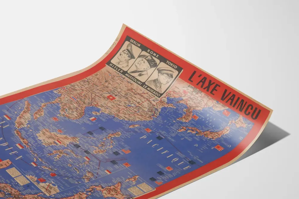 Historiallinen juliste Vainnut akseli sotilaskartta 1945