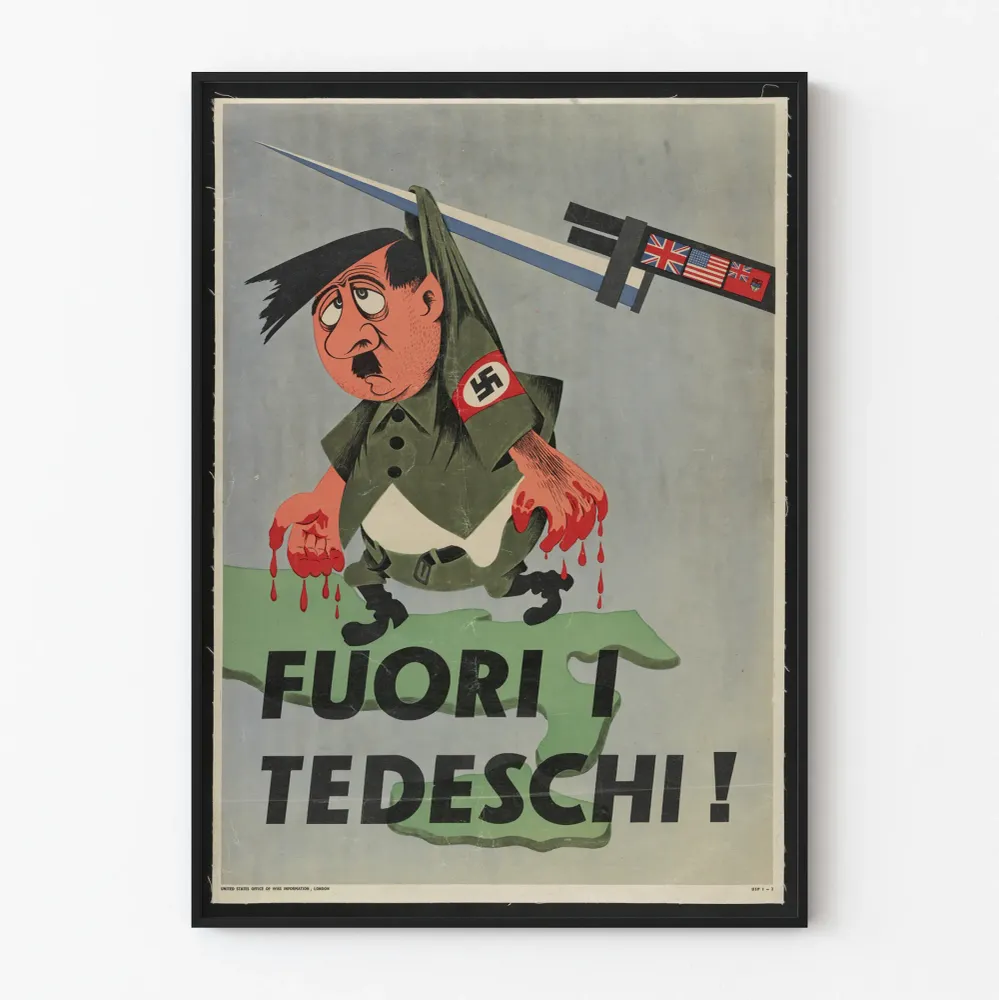 Historiallinen propagandajuliste Fuori I Tedeschi