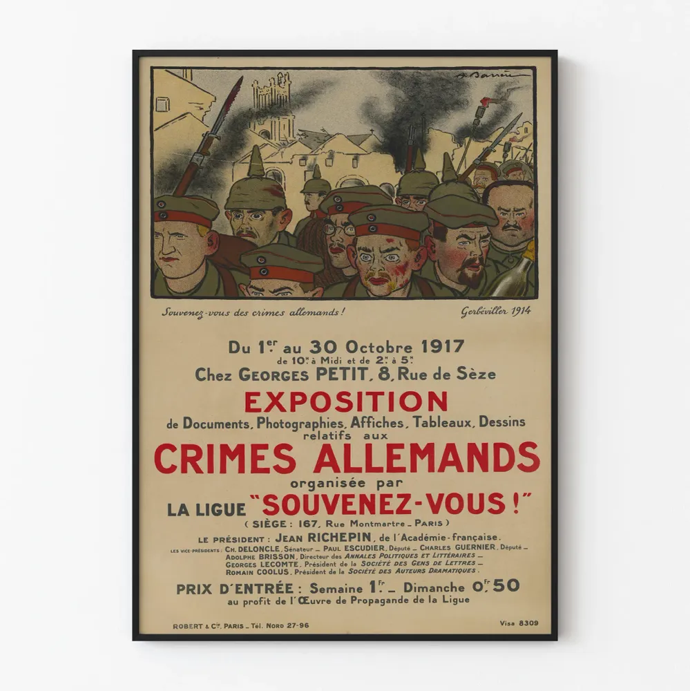 Historianäyttelyn Juliste Saksan rikokset 1917