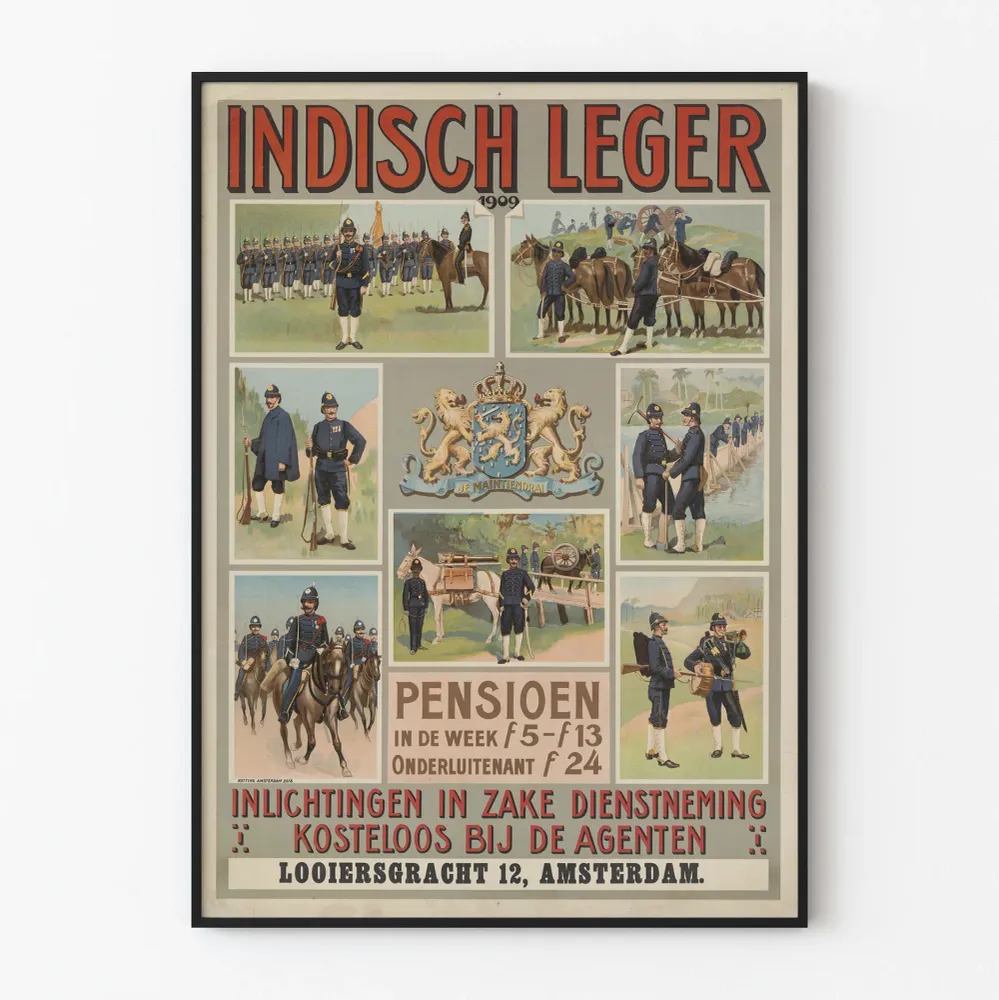 Indisch Leger 1909 -armeijan rekrytointijuliste, vintage