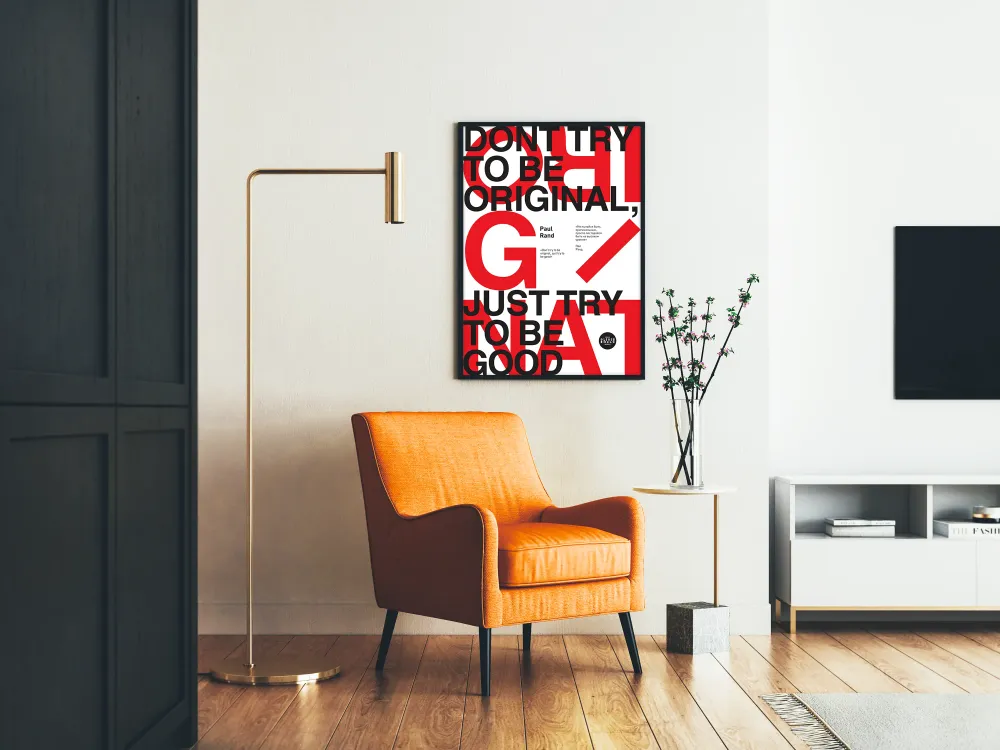 Inspiroiva lainausjuliste Paul Randin modernissa typografiassa