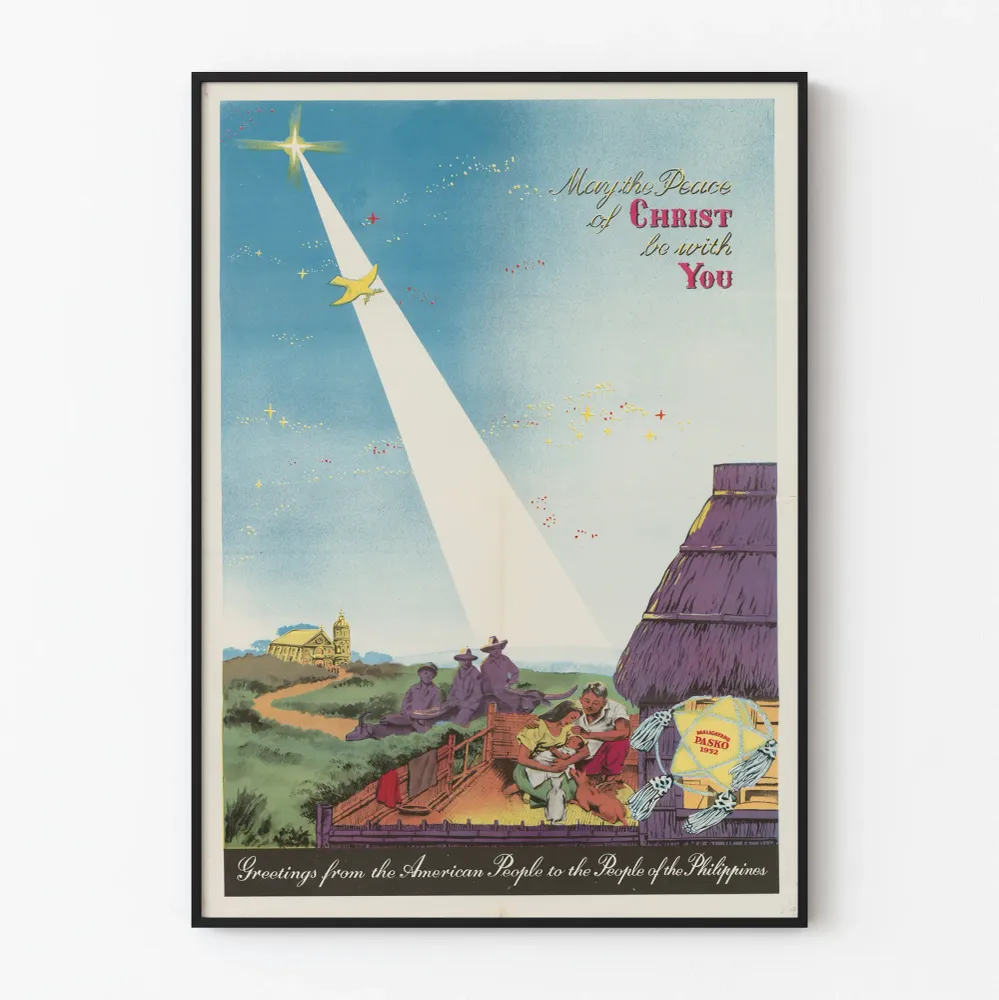 Joulun vintage- koristejuliste "Olkoon Kristuksen rauha kanssasi"