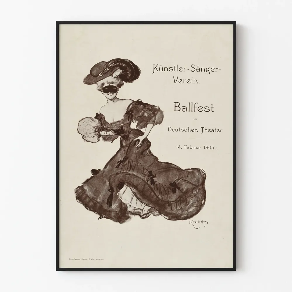 Juliste Ballfest 1905 - Vanha teatteriseinäkoristelu saksalainen