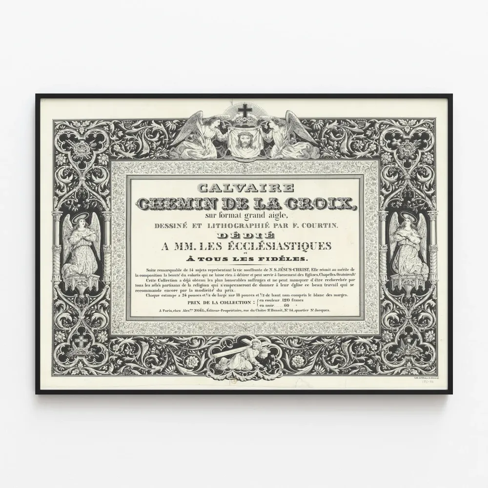 Juliste Calvaire Ristin tie - litografiana F. Courtinilta