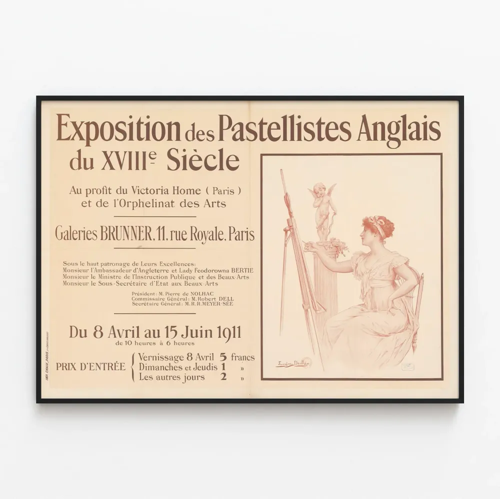 Juliste Englannin pastellistien näyttelystä 1700-luvulta - Vintage-seinäkoriste