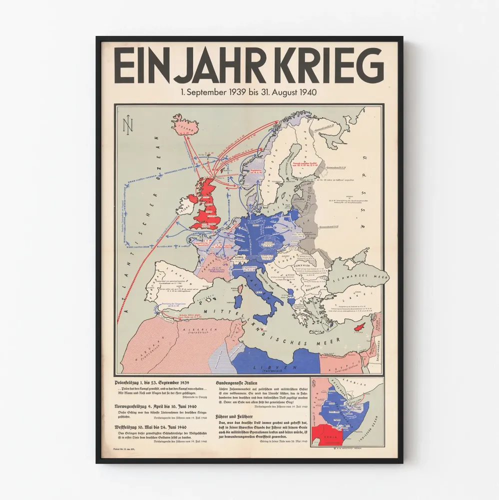 Juliste Euroopan historian kartasta sodassa 1939–1940