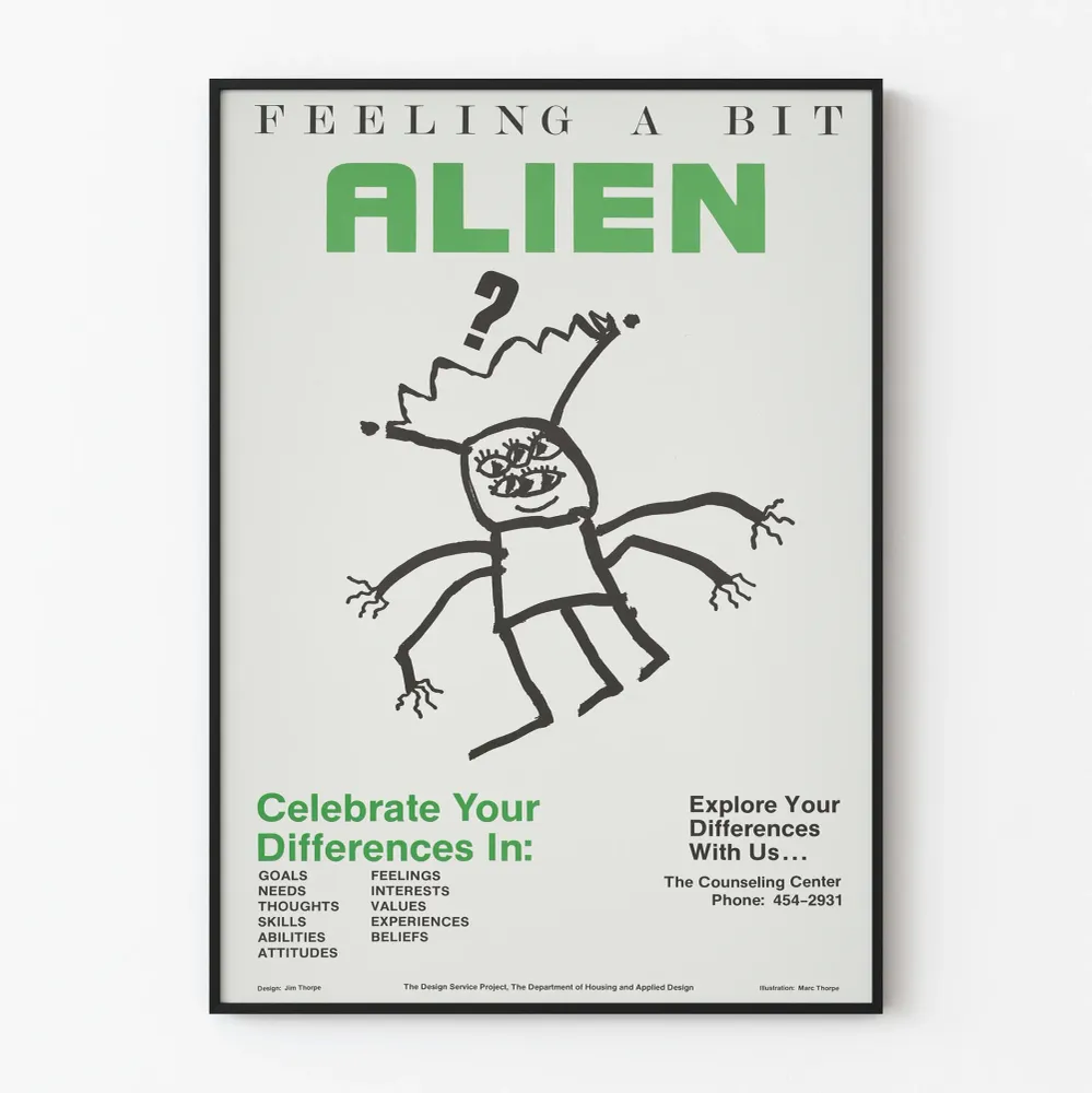 Juliste 'Feeling Bit Alien' henkilökohtaisten erojen juhlistamiseen