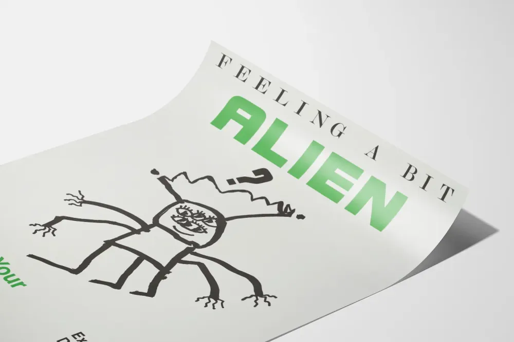 Juliste 'Feeling Bit Alien' henkilökohtaisten erojen juhlistamiseen