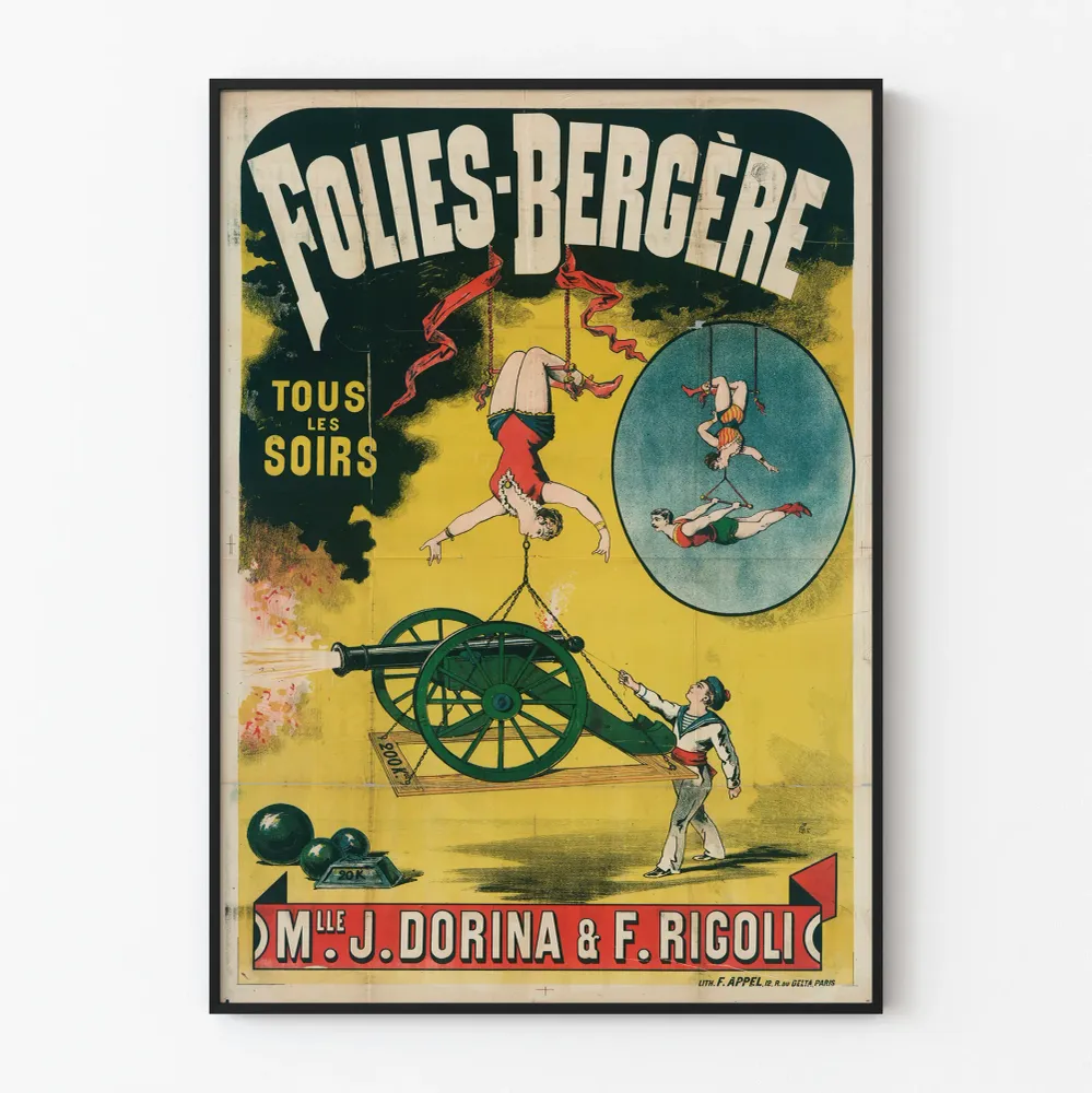 Juliste Folies Bergère - Mlle J. Dorina ja F. Rigoli