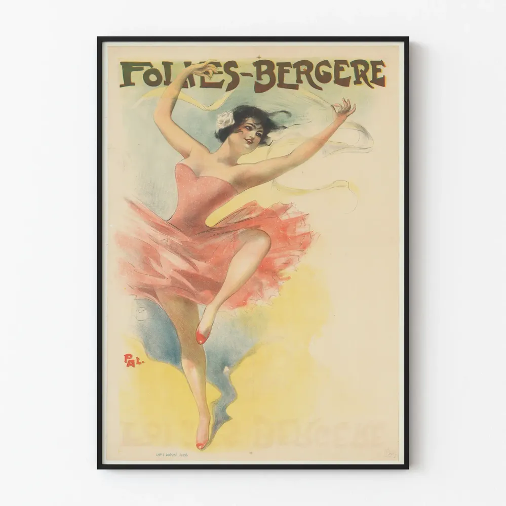 Juliste Folies Bergère tanssija tutu vaaleanpunainen