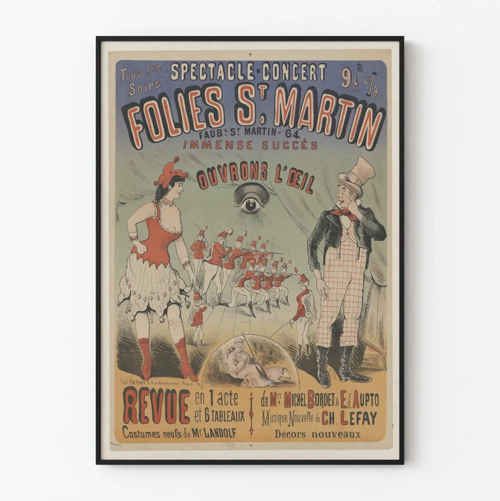 Juliste Folies St Martin -näytös Avoin silmä -revyy yhdellä näytöksellä