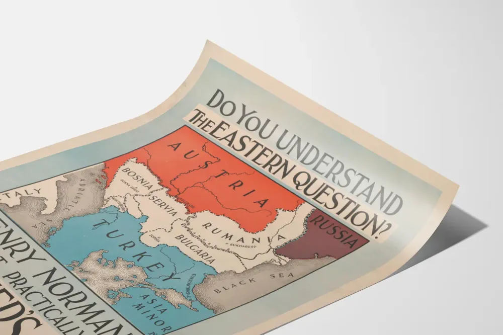 Juliste Itäisen kysymyksen historiallisesta kartasta ja Itä-Euroopan maista
