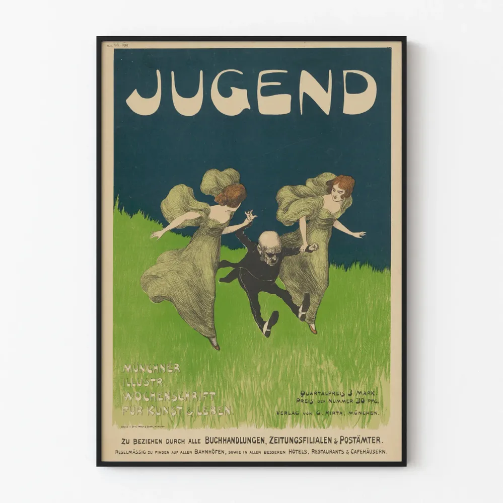 Juliste Jugend seinäkoristelu vintage art nouveau